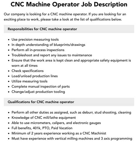 cnc lathe machine operator job description|cnc setter job description.